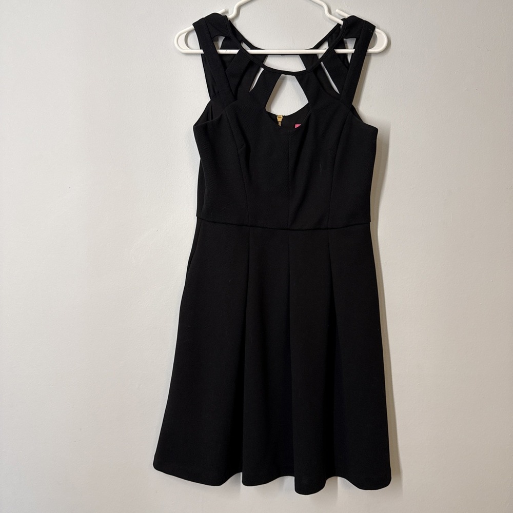Betsey Johnson Cutout Fit & Flare Black Dress Whimsigoth Y2K Glam Partycore 6